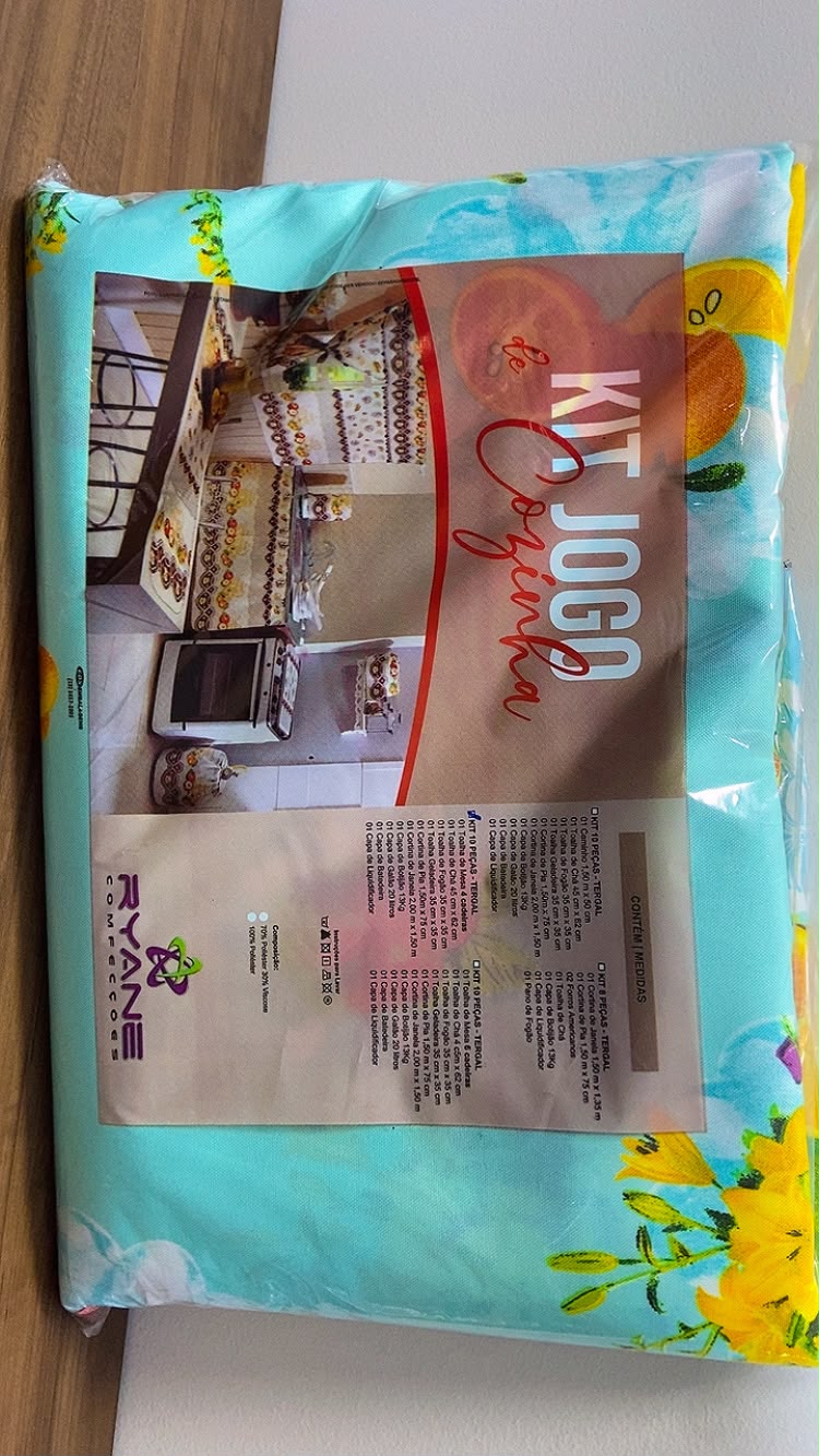 Kit de Cozinha 10 Peças + Toalha de Mesa 4 Cadeiras
